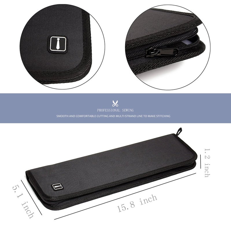Iristide Travel Tie Case, Portable Waterproof Necktie Cufflinks Storage Box Tie Holder Stored up to 4-5 Ties - Black - Image 2