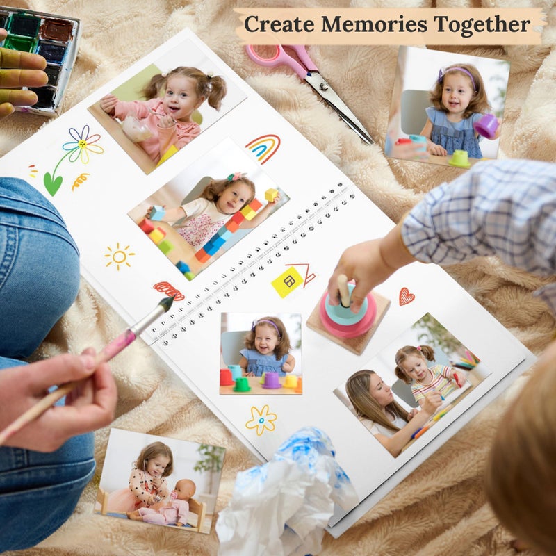 Hiwhy Scrapbook 8x8 Inch DIY Scrapbook Album Hardcover Kraft Paper Scrap Book Photo Albums 40 Pages Perfect for 4x6 / 5x7 Photos Memory Book for Family, Wedding - Image 3