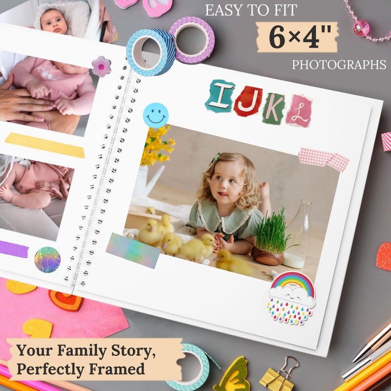 Hiwhy Scrapbook 8x8 Inch DIY Scrapbook Album Hardcover Kraft Paper Scrap Book Photo Albums 40 Pages Perfect for 4x6 / 5x7 Photos Memory Book for Family, Wedding - Image 5