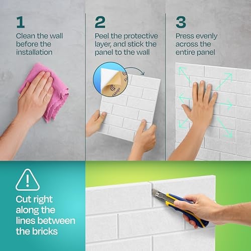 Ekkogo Acoustic Panels 18-Pack - Soundproof Wall Panels 12"X12"X0.4" Brick Style - Premium Sound Dampening - Easy Self-Adhesive Installation - White - Image 5