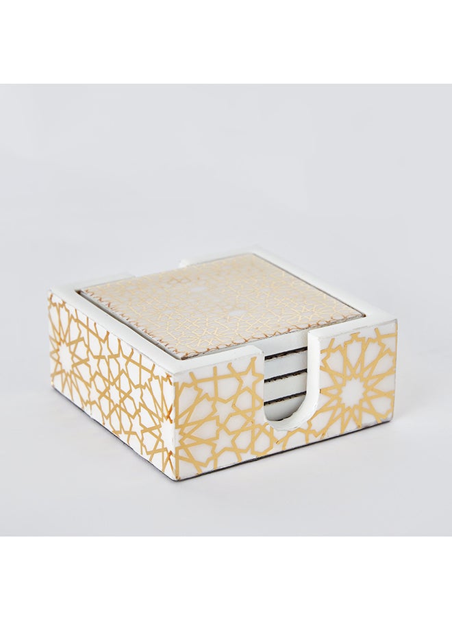 Home Box - مجموعة coasters 4 قطع بطباعة زليج 10 × 4 × 10 سم - Image 1