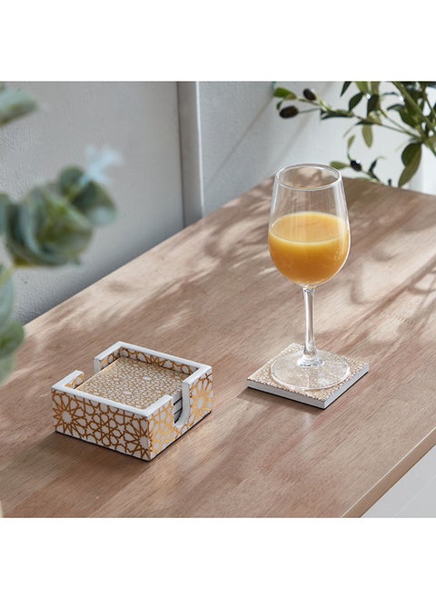مجموعة coasters 4 قطع بطباعة زليج 10 × 4 × 10 سم