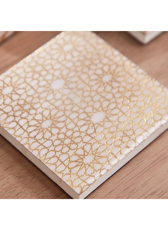 Home Box - مجموعة coasters 4 قطع بطباعة زليج 10 × 4 × 10 سم - Image 1