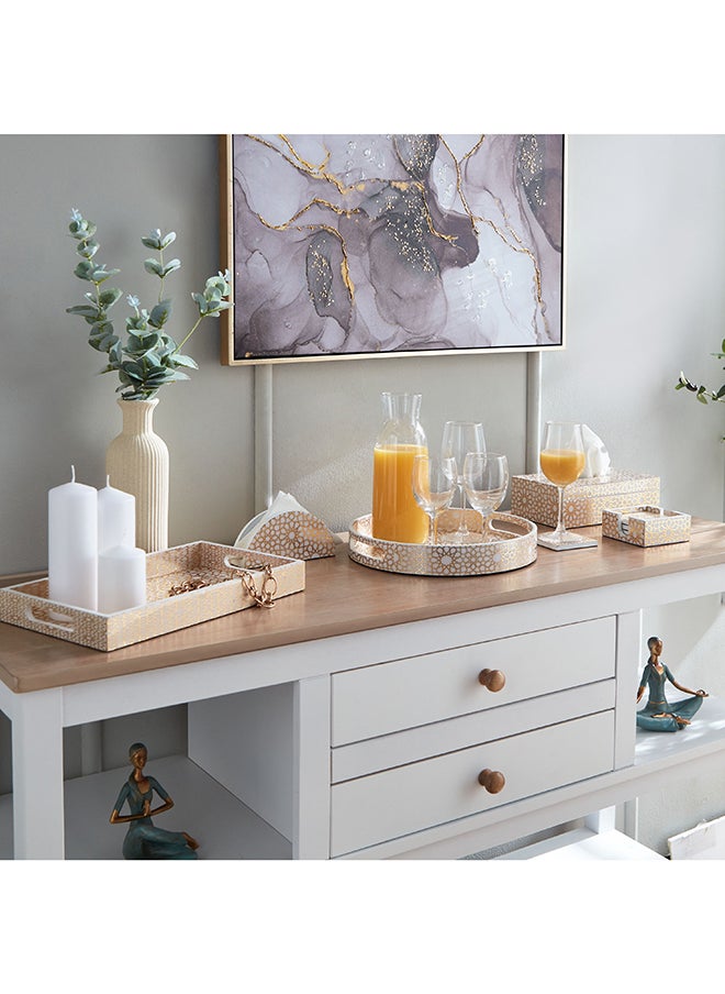 Home Box - مجموعة coasters 4 قطع بطباعة زليج 10 × 4 × 10 سم - Image 1
