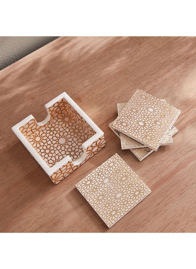Home Box - مجموعة coasters 4 قطع بطباعة زليج 10 × 4 × 10 سم - Image 1