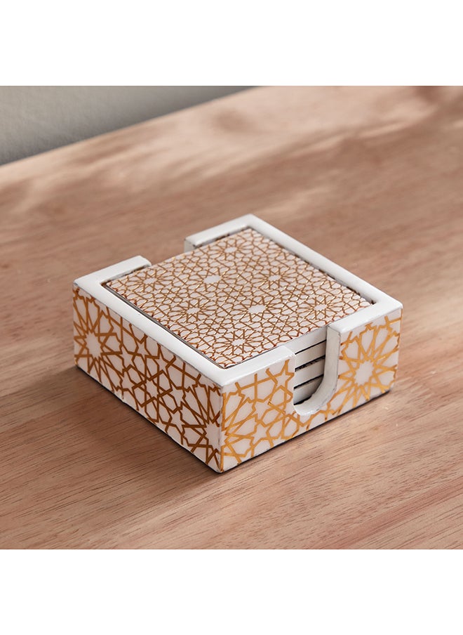 Home Box - مجموعة coasters 4 قطع بطباعة زليج 10 × 4 × 10 سم - Image 1