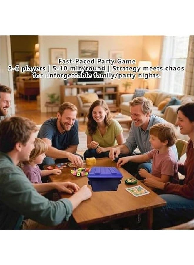 Quick-Paced Family Dice Game with Garbage Toss Challenge 80 Colorful Dice Set&Graffiti Sticker Pack for 2-6 Players,Perfect Interactive Party Game for Adults & Kids, Hilarious Game Night Entertainment