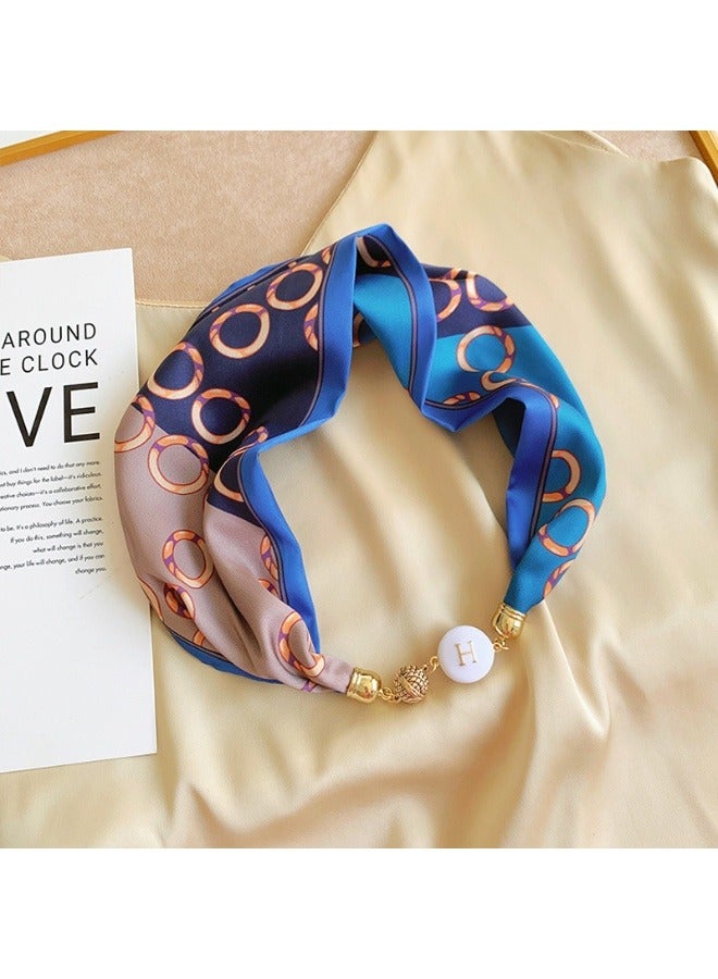 Women's elegant magnetic clasp necklace scarf, scarf, also suitable for headbands, headbands, printed fashion accessories hair accessories.
