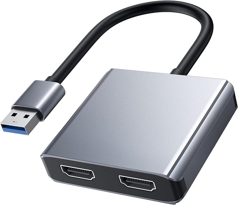 RuhZa USB to Dual HDMI Adapter, 3.0 to Dual HDMI Converter 2K Video Audio Multi Monitor, HDMI to USB Adapter Support Windows/Mac OS/Chrome OS,etc - Image 1