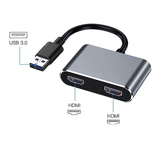 RuhZa USB to Dual HDMI Adapter, 3.0 to Dual HDMI Converter 2K Video Audio Multi Monitor, HDMI to USB Adapter Support Windows/Mac OS/Chrome OS,etc - Image 2