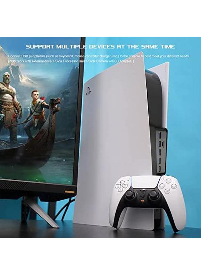 إيروريكس موزع USB لجهاز PS5، امتداد USB Type C 3.1، موسع نقل عالي السرعة مع 4 منافذ USB بالإضافة إلى منفذ شحن USB بالإضافة إلى محول منفذ USB C - أسود - Image 3