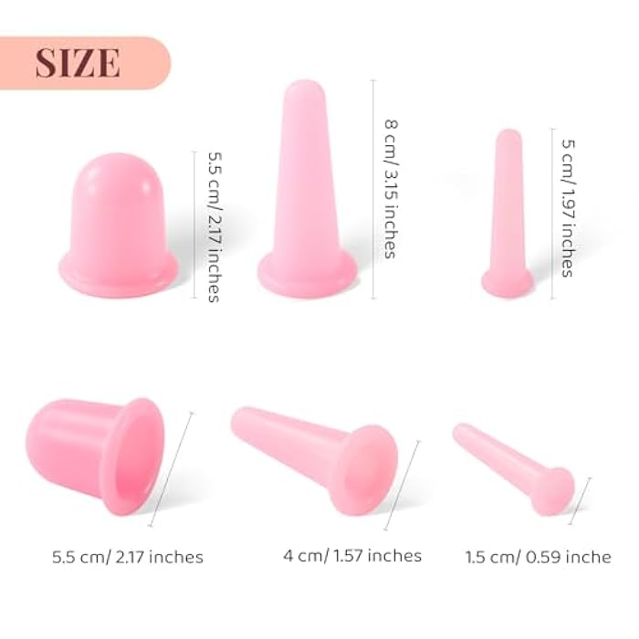 Yeetec 5 Pack Silicone Facial Cupping Set Vacuum Massage Cups Kit Pink Face Massager Helper Cup for Face Neck Back Eyes Skin Care - Image 2