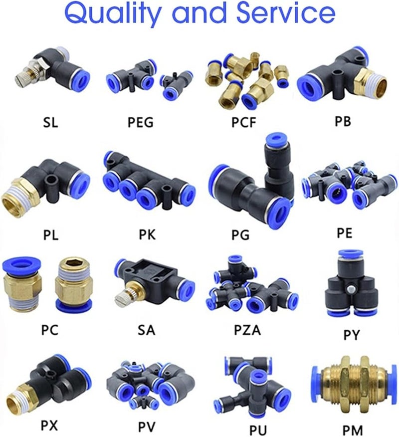 تركيبات التوصيل السريع للهواء 100 قطعة موصلات أنابيب خرطوم هوائي 8 مم لون PY - Image 5
