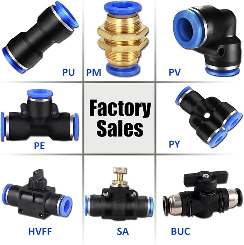 تركيبات التوصيل السريع للهواء 100 قطعة موصلات أنابيب خرطوم هوائي 8 مم لون PY - Image 4