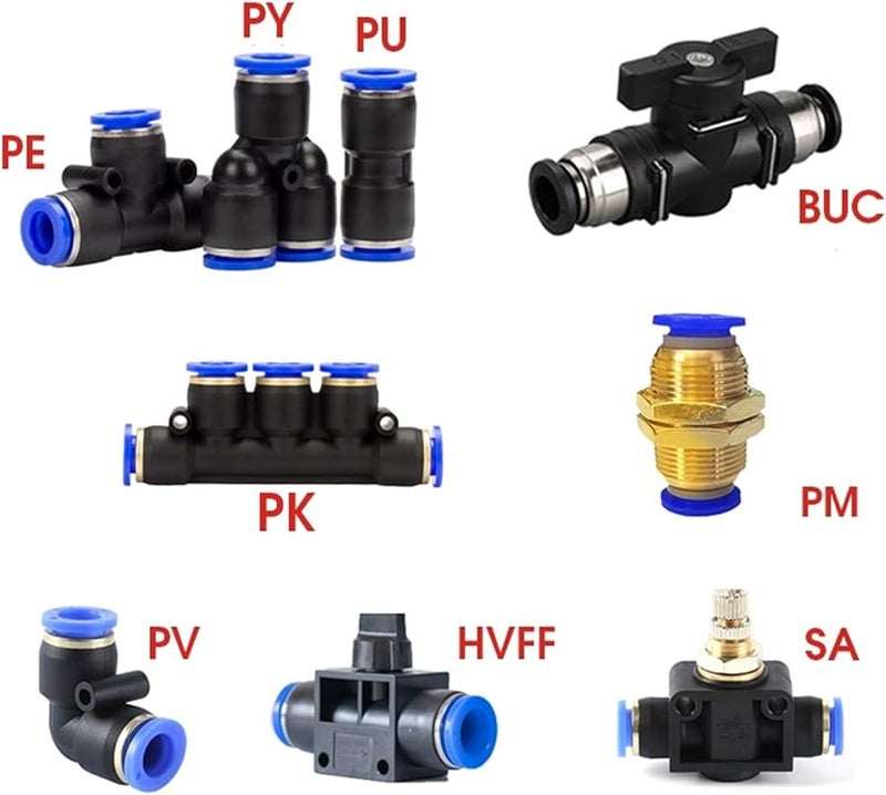 تركيبات التوصيل السريع للهواء 100 قطعة موصلات أنابيب خرطوم هوائي 8 مم لون PY - Image 3