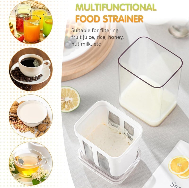 Fariox FARIOX 1100ML Yogurt StrainerYogurt Filter Milk Strainer with Fine Mesh BagLid and Scale Mark for Making Thick Greek YogurtSoybean MilkKefirBerriesSoupFruit JuiceCoffee  - Image 4