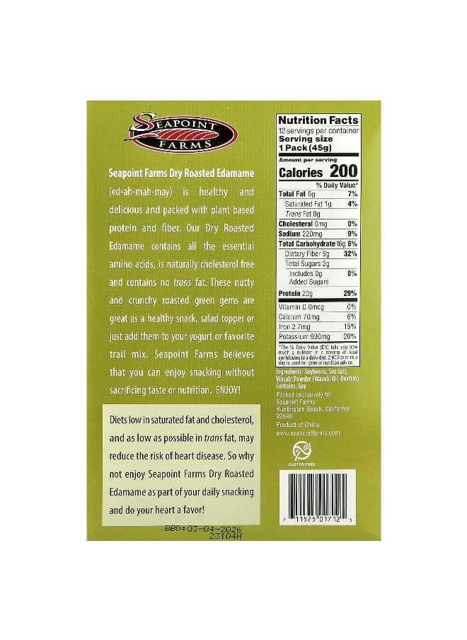 SEAPOINT FARMS Seapoint Farms, Dry Roasted Edamame, Wasabi, 12 Packs, 1.58 oz (45 g) Each  - Image 2