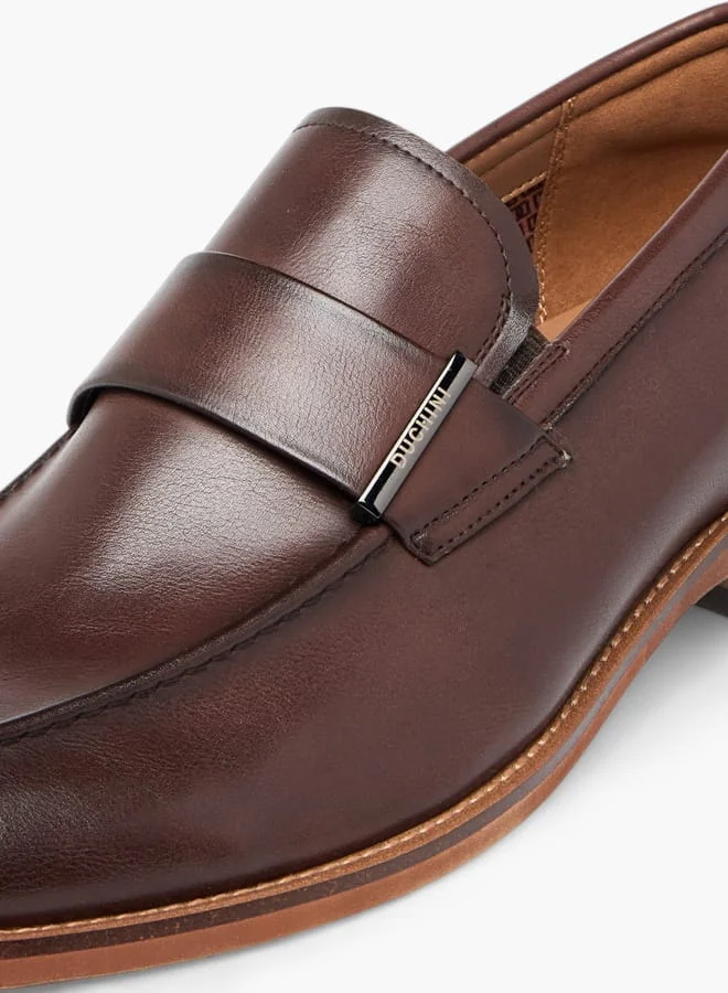 DUCHINI Mens Solid Slip-On Loafers With Metal Accent