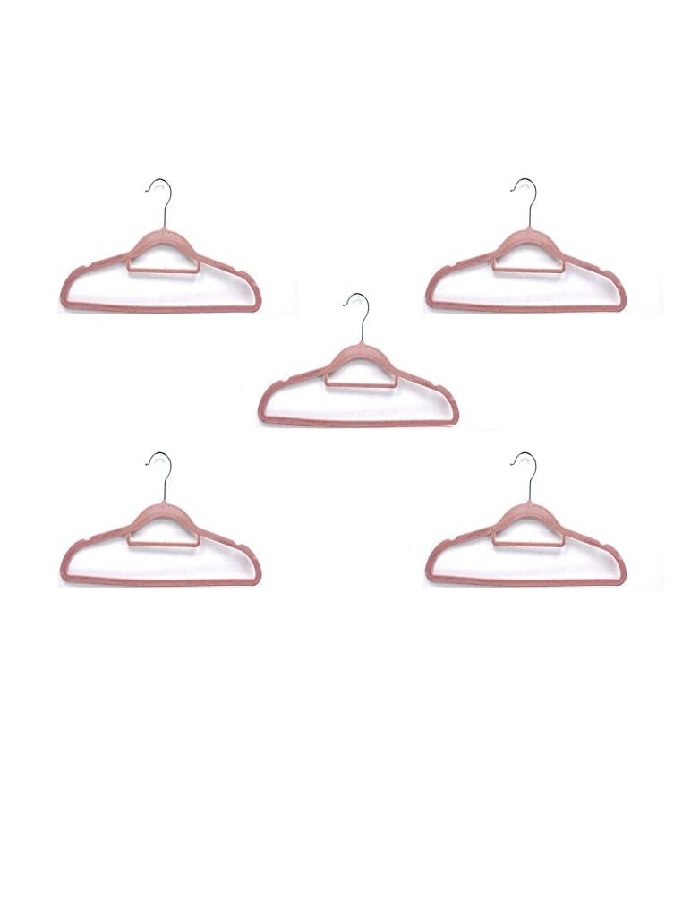 Velvet Hangers, Premium Quality Space Saving and Durable Velvet Hangers, Non Slip Suit Hangers, Kids Hangers, Sturdy Clothes Hangers- (Pack of 5pcs) (Normal)  - Image 1