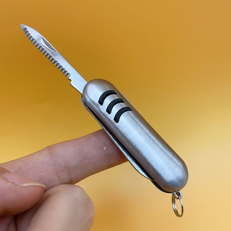 Silvery Stainless Steel 3 In 1 Mini Multi Tool Pendant Portable Bag Opener Nail File - Image 2