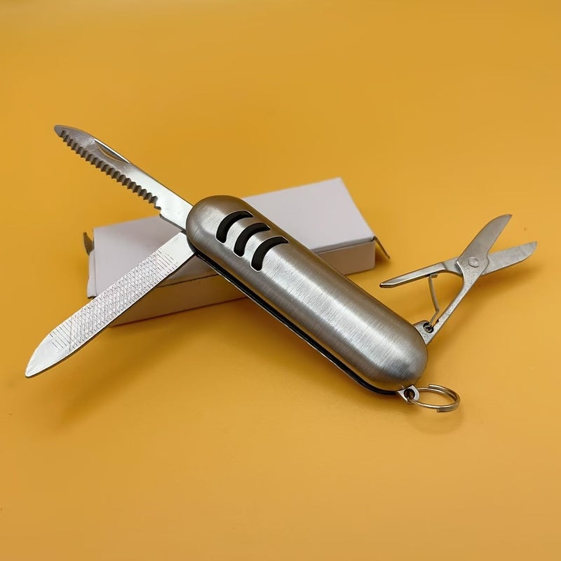 Silvery Stainless Steel 3 In 1 Mini Multi Tool Pendant Portable Bag Opener Nail File - Image 4