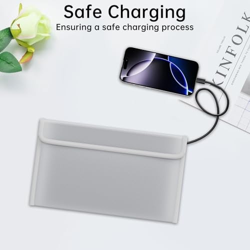 ZOOPIP Electronic Travel Organizer Case,Fireproof Tech Accessories Bag,Explosion-Proof Portable Storage Pouch Bag for Power Bank,Phone,Charging Cords,Earphones(10.7”×6.3”,Silver) - Image 5