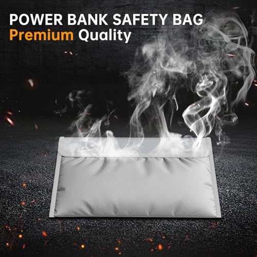 ZOOPIP Electronic Travel Organizer Case,Fireproof Tech Accessories Bag,Explosion-Proof Portable Storage Pouch Bag for Power Bank,Phone,Charging Cords,Earphones(10.7”×6.3”,Silver) - Image 4