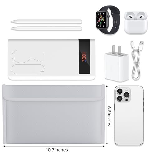 ZOOPIP Electronic Travel Organizer Case,Fireproof Tech Accessories Bag,Explosion-Proof Portable Storage Pouch Bag for Power Bank,Phone,Charging Cords,Earphones(10.7”×6.3”,Silver) - Image 3