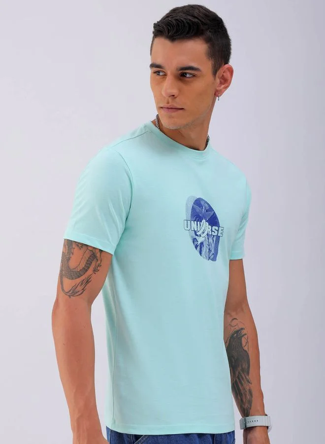 شركة المرآب الهندية Men Slim Fit Graphic Back Printed Round Neck Tshirt