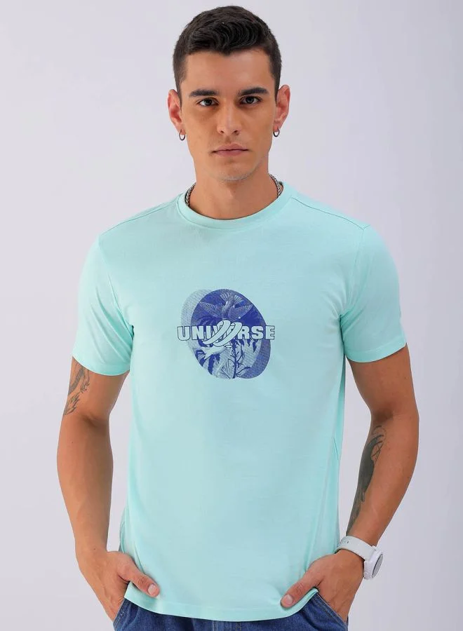 شركة المرآب الهندية Men Slim Fit Graphic Back Printed Round Neck Tshirt