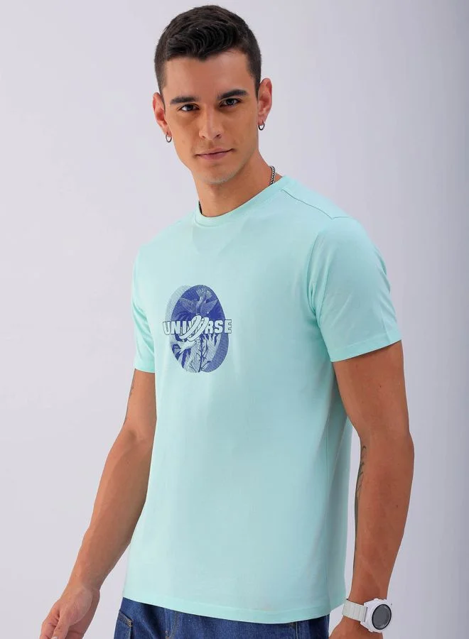 شركة المرآب الهندية Men Slim Fit Graphic Back Printed Round Neck Tshirt