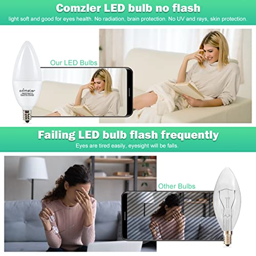 comzler E12 LED Bulb Candelabra Base, Type B LED Bulb 60 Watt Equivalen 4000K Natural Daylight B11 Small Base, Chandelier Ceiling Fan LED Light Bulbs 500 Lumens No-Dimmable Pack of 6 - Image 3