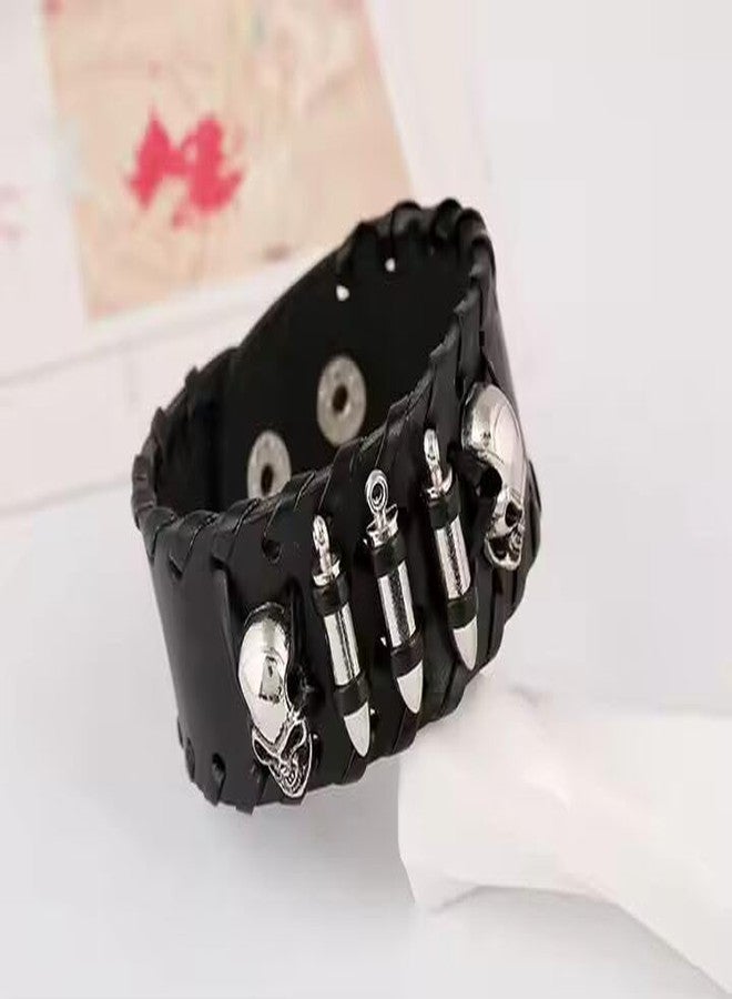 THE MEN THING HELLBOUND WARRIOR BLACK BAND - Genuine Braided Leather Bracelet Set for Men & Boys (8 inch) - Image 5