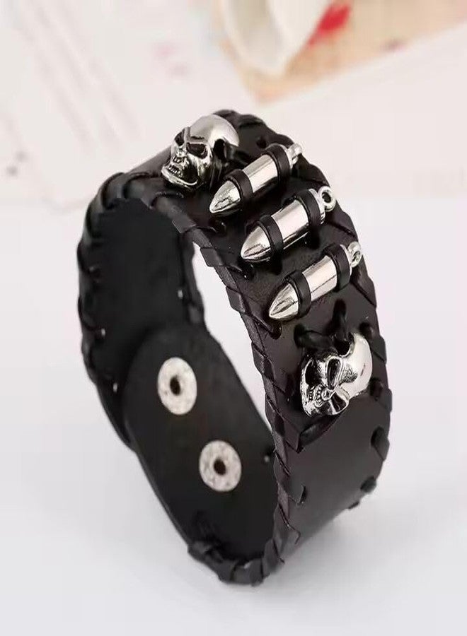 THE MEN THING HELLBOUND WARRIOR BLACK BAND - Genuine Braided Leather Bracelet Set for Men & Boys (8 inch) - Image 4