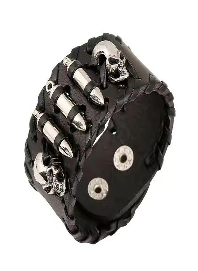 THE MEN THING HELLBOUND WARRIOR BLACK BAND - Genuine Braided Leather Bracelet Set for Men & Boys (8 inch) - Image 1