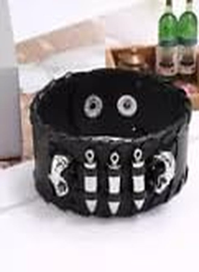 THE MEN THING HELLBOUND WARRIOR BLACK BAND - Genuine Braided Leather Bracelet Set for Men & Boys (8 inch) - Image 3