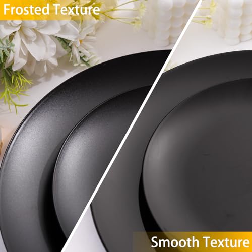 ejonirinjonir EI 150pcs Black Plastic Plates Frosted Plastic Plate,Premium Heavy Duty Black Plastic Plates,Black Disposable Plates with Black Plastic Silverware,10.25" Dinner Plates and 7.5" Dessert Plate - Image 5