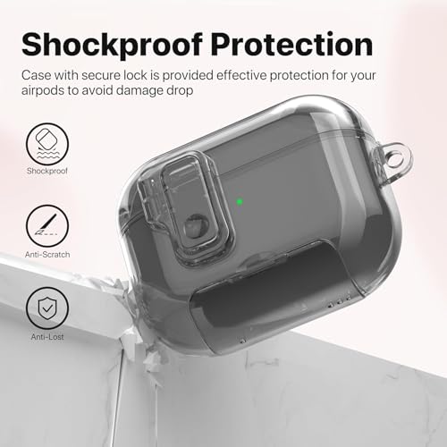 Meyaar for AirPods Pro 3 Case, Clear Magnetic Automatic Lock Cases with Phone Stand with Keychain Case for Airpod Pro 3 for Men & Women (Black) - Image 5