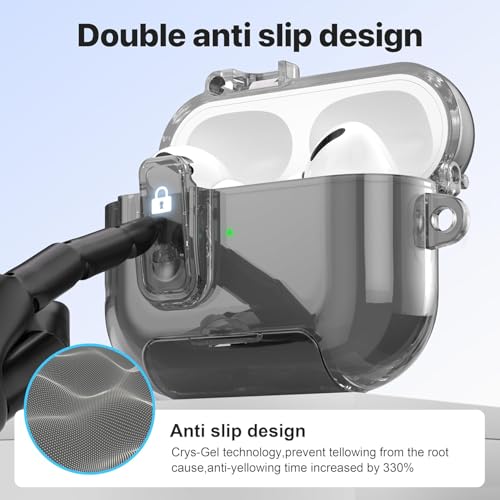 Meyaar for AirPods Pro 3 Case, Clear Magnetic Automatic Lock Cases with Phone Stand with Keychain Case for Airpod Pro 3 for Men & Women (Black) - Image 4