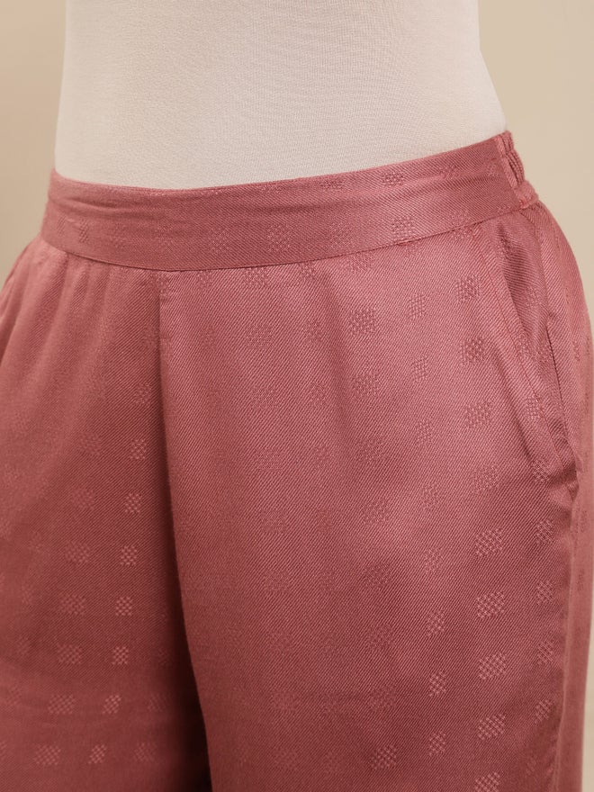 De Moza Pink Jacquard Rayon Pants - Image 5