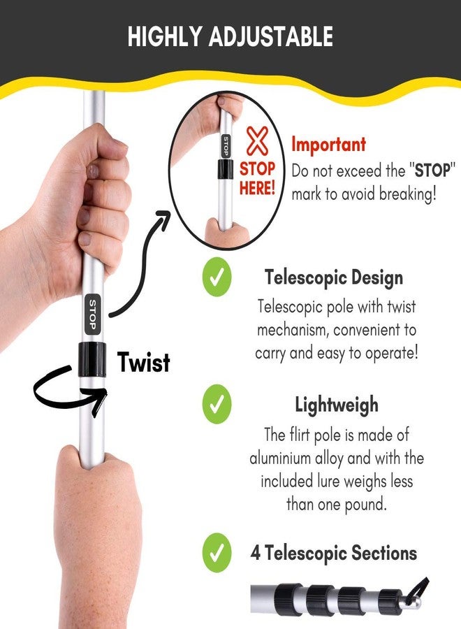 YES4QUALITY Flirt Pole for Dogs - Safe & Strong for Large Breeds with Non-Bungee Cord - Spring Pole for Tug of War, Interactive Play & Puppy Training - Heavy Duty Teaser Wand for Outdoor Exercise - Image 4