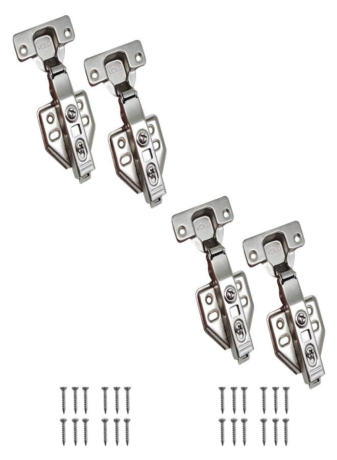 Volo Soft Close European Style Mild Steel 0 Crank Concealed Cabinet Hinges for Kitchen/Wardrobe/Office Cabinet. Hidden Self Closing Cabinet Hinges Brushed Nickel Concealed Hinge - 2 Way Adjustability (2 Sets) - Image 1