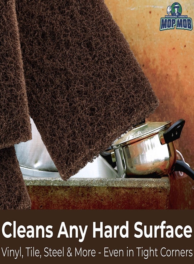 Mop Mob Heavy Duty XL Brown Scouring Pad 5 Pack. 10 x 4.5in Large Multipurpose Nylon Scrubbing Sponges. Clean Bathrooms, Kitchens, Counters and Floors to Erase Grime and Make Surfaces Sparkle - Image 5