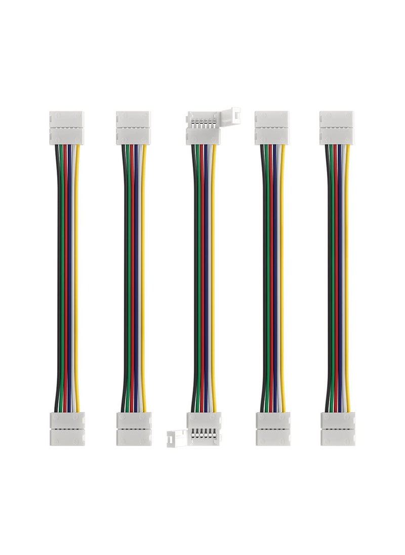 BTF-LIGHTING BTF-LIGHTING 5PCS 6Pin 12mm Wide Dual End with 15cm Long Cable LED Strip Solderless DIY Connector Adapter Conductor for RGBCCT RGBWW LED Flexible Strip Light  - Image 1