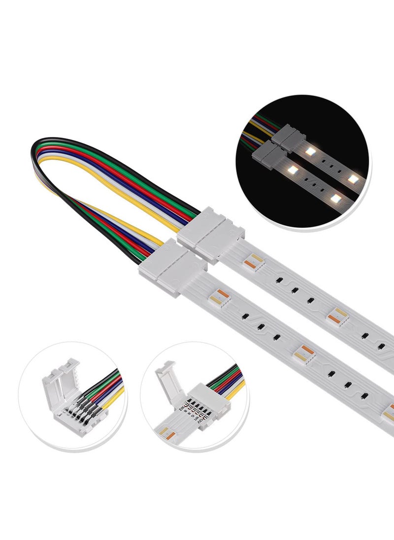 BTF-LIGHTING BTF-LIGHTING 5PCS 6Pin 12mm Wide Dual End with 15cm Long Cable LED Strip Solderless DIY Connector Adapter Conductor for RGBCCT RGBWW LED Flexible Strip Light  - Image 2