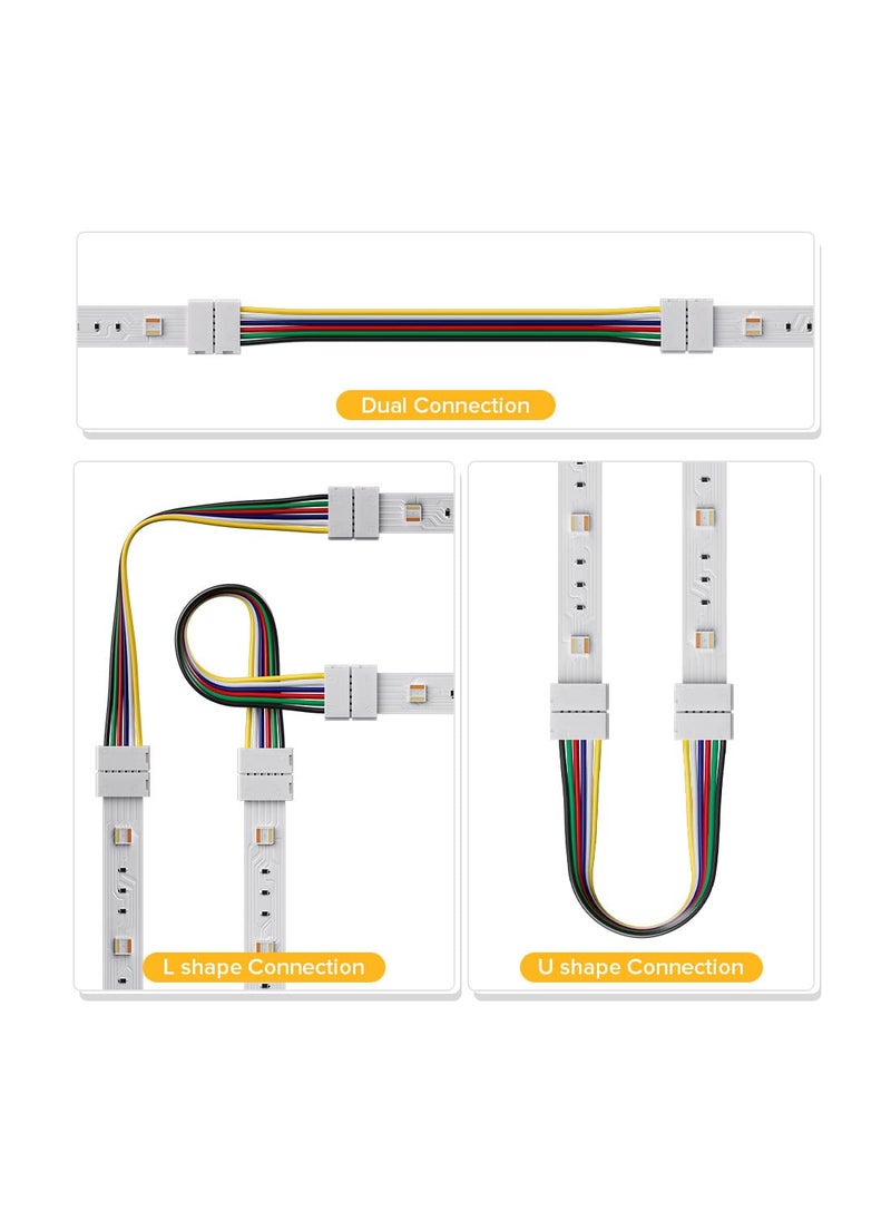 BTF-LIGHTING BTF-LIGHTING 5PCS 6Pin 12mm Wide Dual End with 15cm Long Cable LED Strip Solderless DIY Connector Adapter Conductor for RGBCCT RGBWW LED Flexible Strip Light  - Image 4