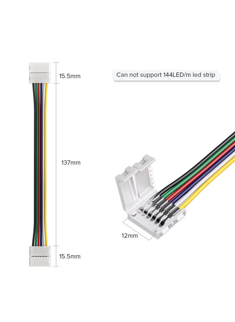 BTF-LIGHTING BTF-LIGHTING 5PCS 6Pin 12mm Wide Dual End with 15cm Long Cable LED Strip Solderless DIY Connector Adapter Conductor for RGBCCT RGBWW LED Flexible Strip Light  - Image 5