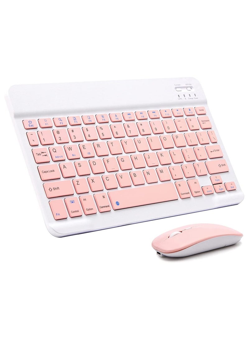 Ultra-Slim Bluetooth Keyboard and Mouse Combo Rechargeable Portable Wireless Keyboard Mouse Set for Apple iPad iPhone iOS 13 and Above Samsung Tablet Phone Smartphone Android Windows