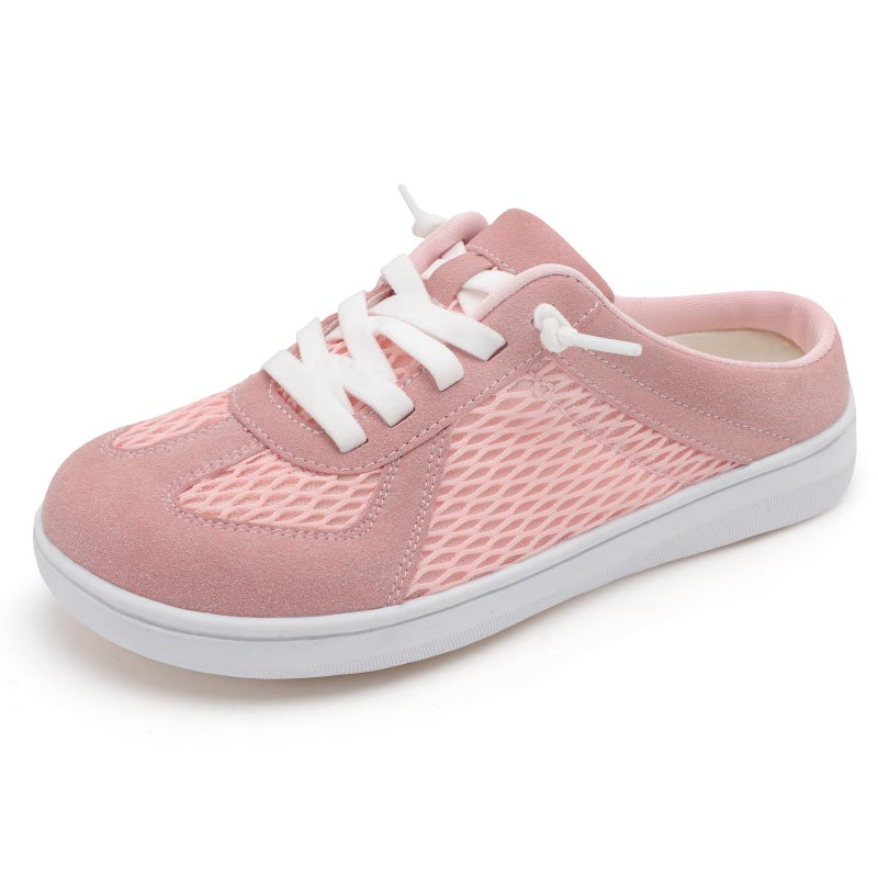 LeIsfIt Women's Mules Wide Slip-on Mule Shoes Comfortable Backless Casual Sneakers Breathable Walking Shoes Pink Size 6 - Image 1