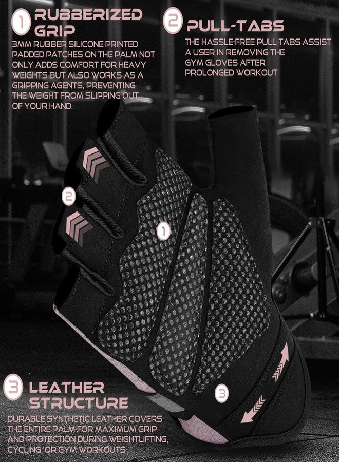 BEAST RAGE Weight Lifting Gloves for men and women, Gym Gloves for Crossfit.Breathable,Non-Slip Silicon padded palm Protection workout gloves for weightlifting, Cycling,Strength training (Pink, XS) - Image 3